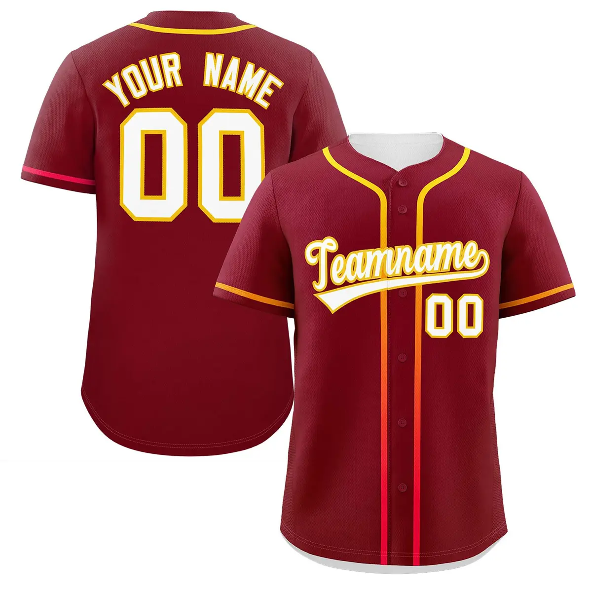 Crimson White Gradient Ribbed Authentic Baseball Jersey