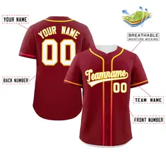 Crimson White Gradient Ribbed Authentic Baseball Jersey 2