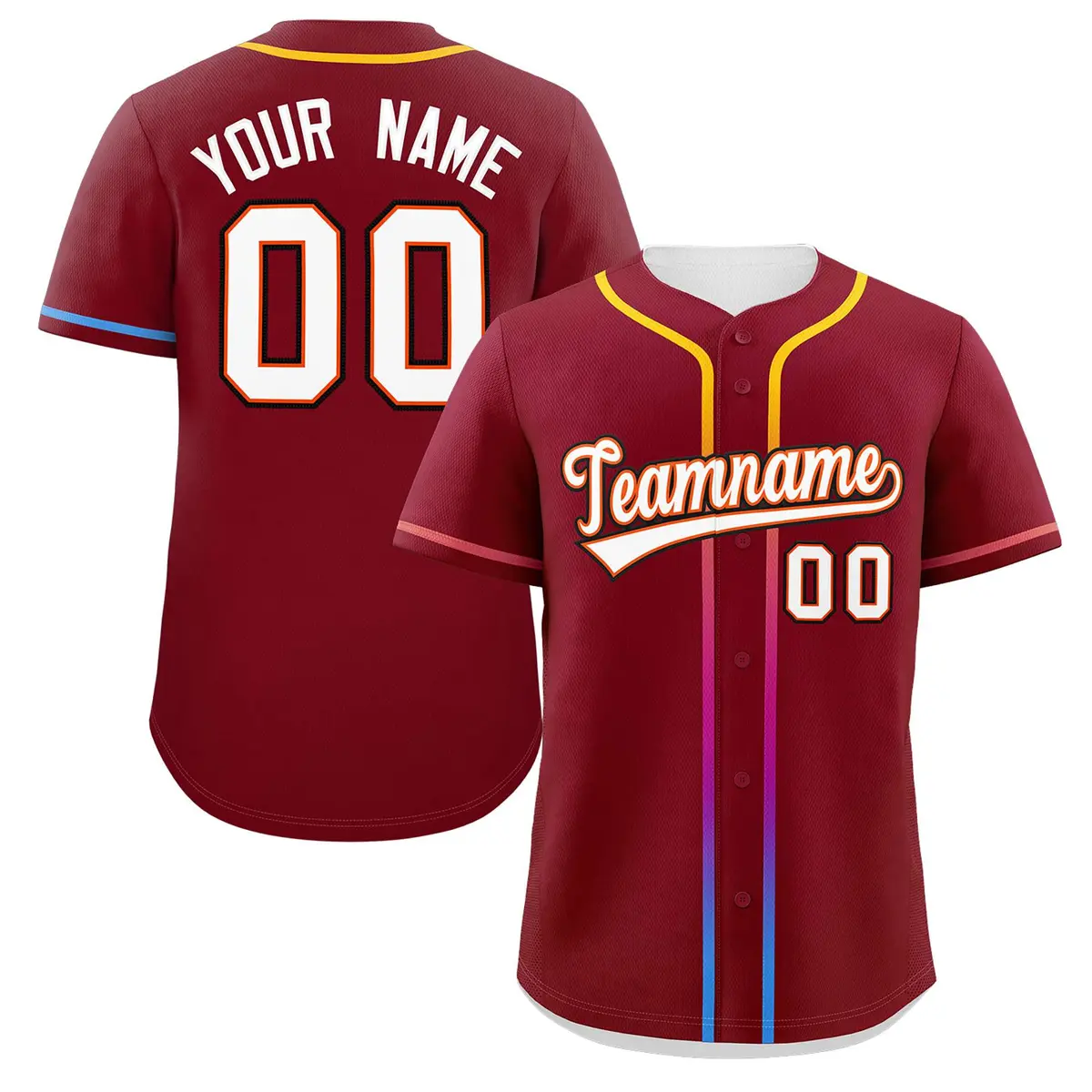 Crimson White Gradient Ribbed Authentic Baseball Jersey