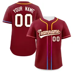 Crimson White Gradient Ribbed Authentic Baseball Jersey 1