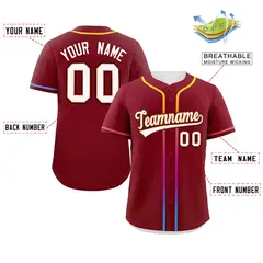 Crimson White Gradient Ribbed Authentic Baseball Jersey 2