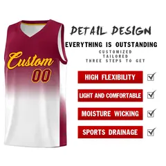 Crimson White Gradient Sports Basketball Jersey 2