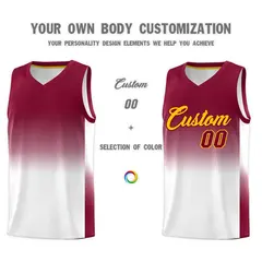 Crimson White Gradient Sports Basketball Jersey 3