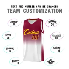 Crimson White Gradient Sports Basketball Jersey 4