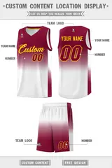 Crimson White Gradient Sports Basketball Jersey 5