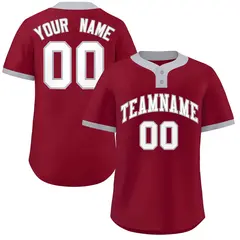 Crimson White-Gray Classic Style Two-Button Softball Jersey