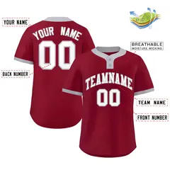 Crimson White-Gray Classic Style Two-Button Softball Jersey 2