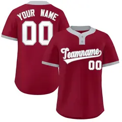 Crimson White-Gray Classic Style Two-Button Softball Jersey 1