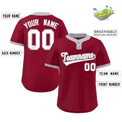 Crimson White-Gray Classic Style Two-Button Softball Jersey 2