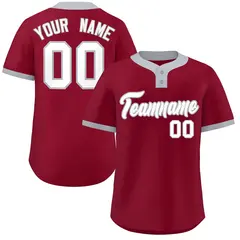 Crimson White-Gray Classic Style Two-Button Softball Jersey