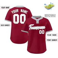 Crimson White-Gray Classic Style Two-Button Softball Jersey 2
