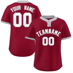 Crimson White-Gray Classic Style Two-Button Softball Jersey