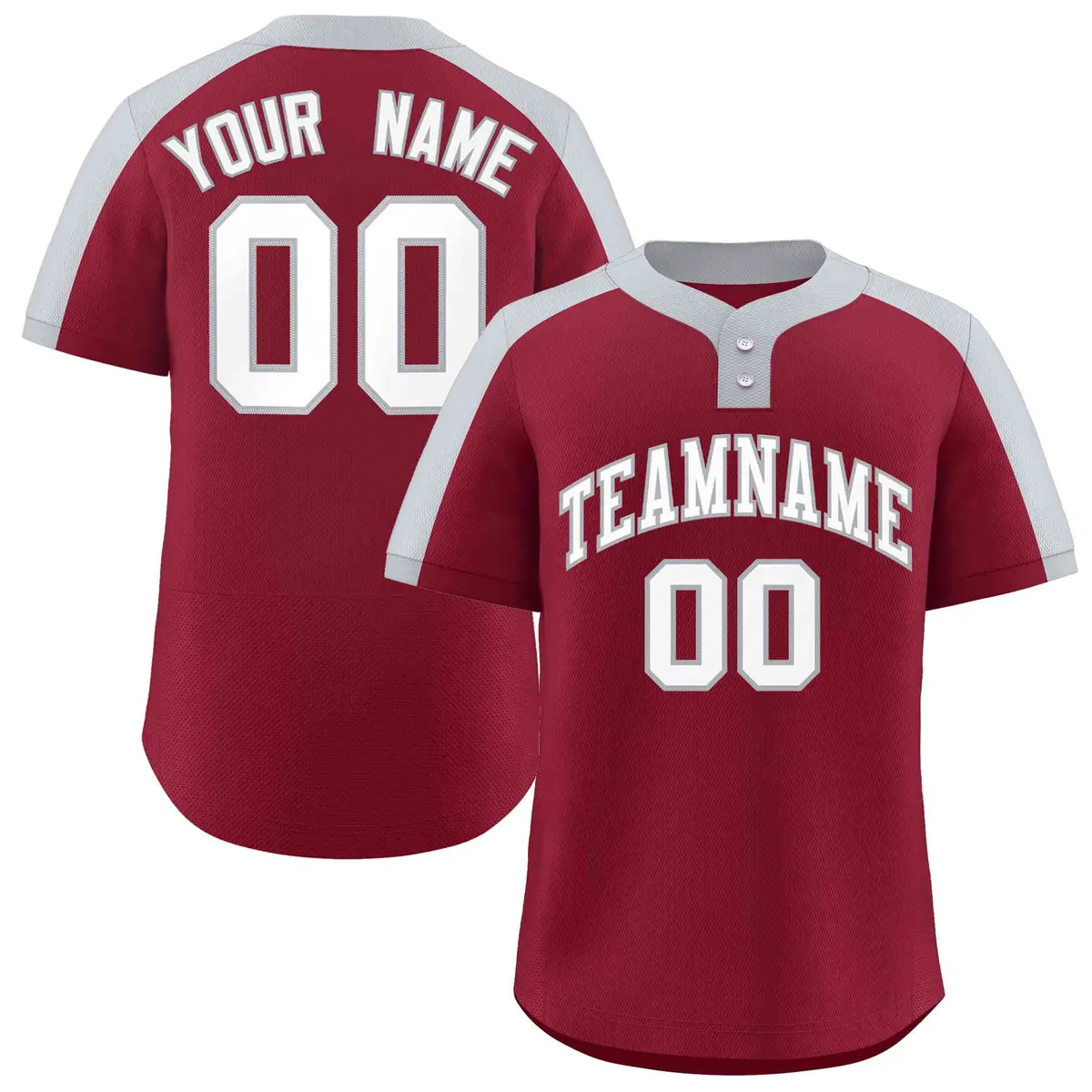 Crimson White-Gray Classic Style Two-Button Softball Jersey