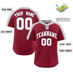 Crimson White-Gray Classic Style Two-Button Softball Jersey 2