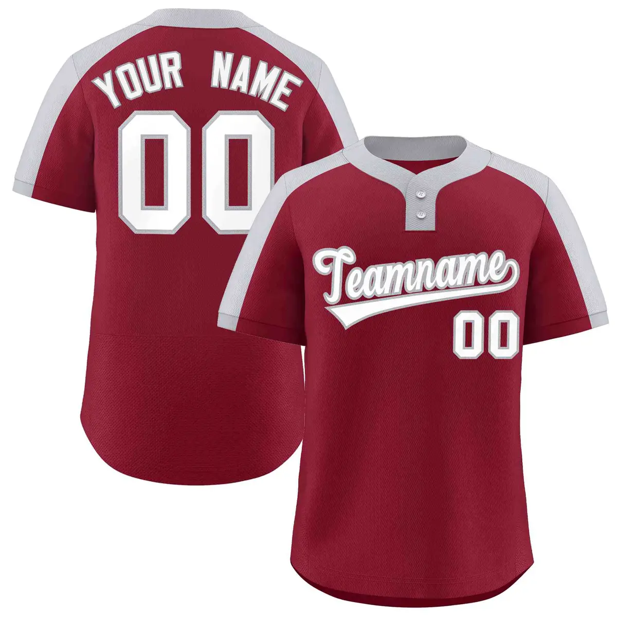 Crimson White-Gray Classic Style Two-Button Softball Jersey