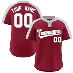 Crimson White-Gray Classic Style Two-Button Softball Jersey