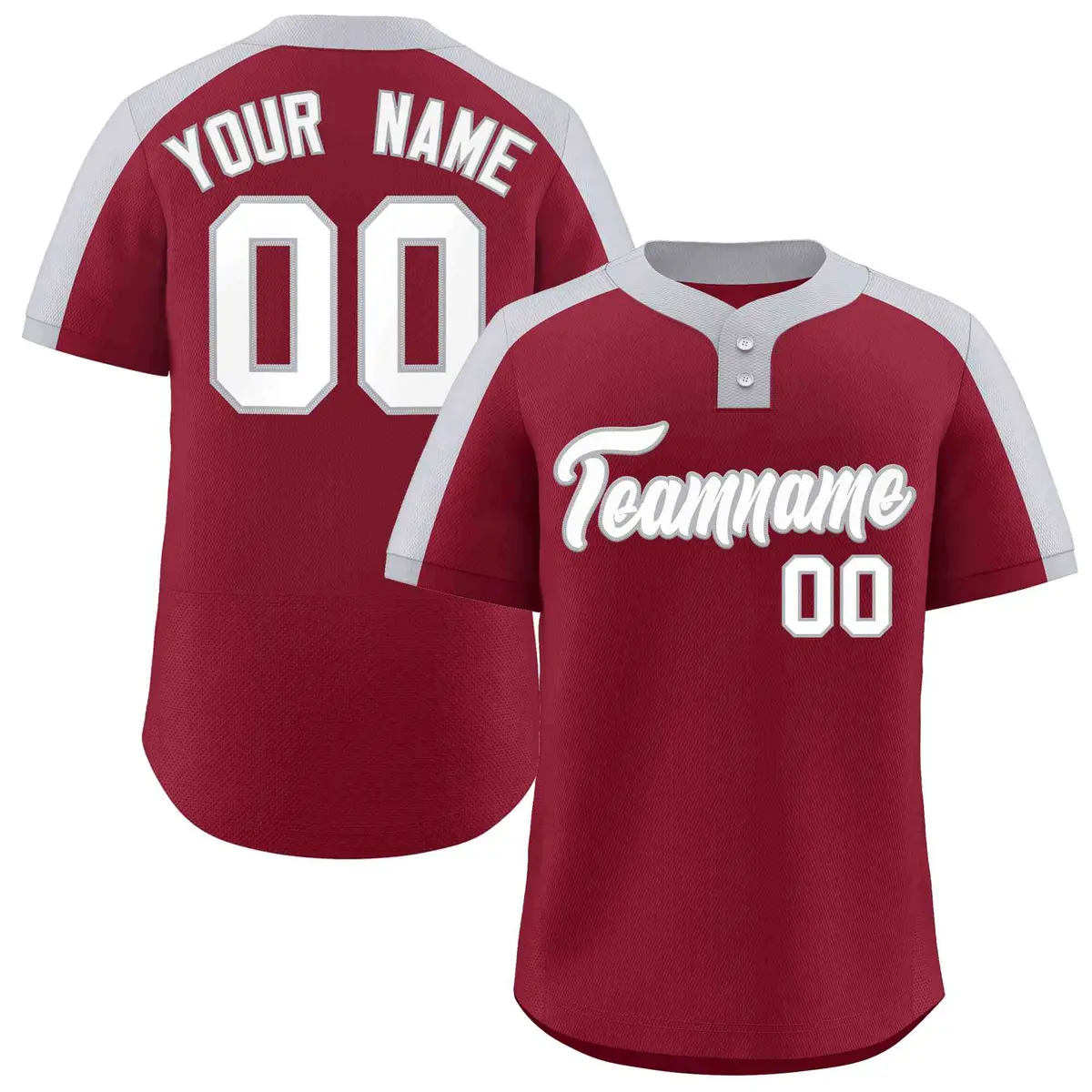 Crimson White-Gray Classic Style Two-Button Softball Jersey