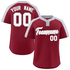 Crimson White-Gray Classic Style Two-Button Softball Jersey
