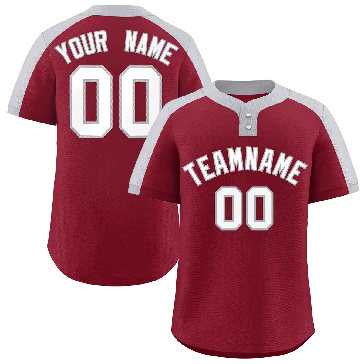 Crimson White-Gray Classic Style Two-Button Softball Jersey
