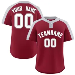 Crimson White-Gray Classic Style Two-Button Softball Jersey