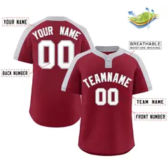Crimson White-Gray Classic Style Two-Button Softball Jersey 2
