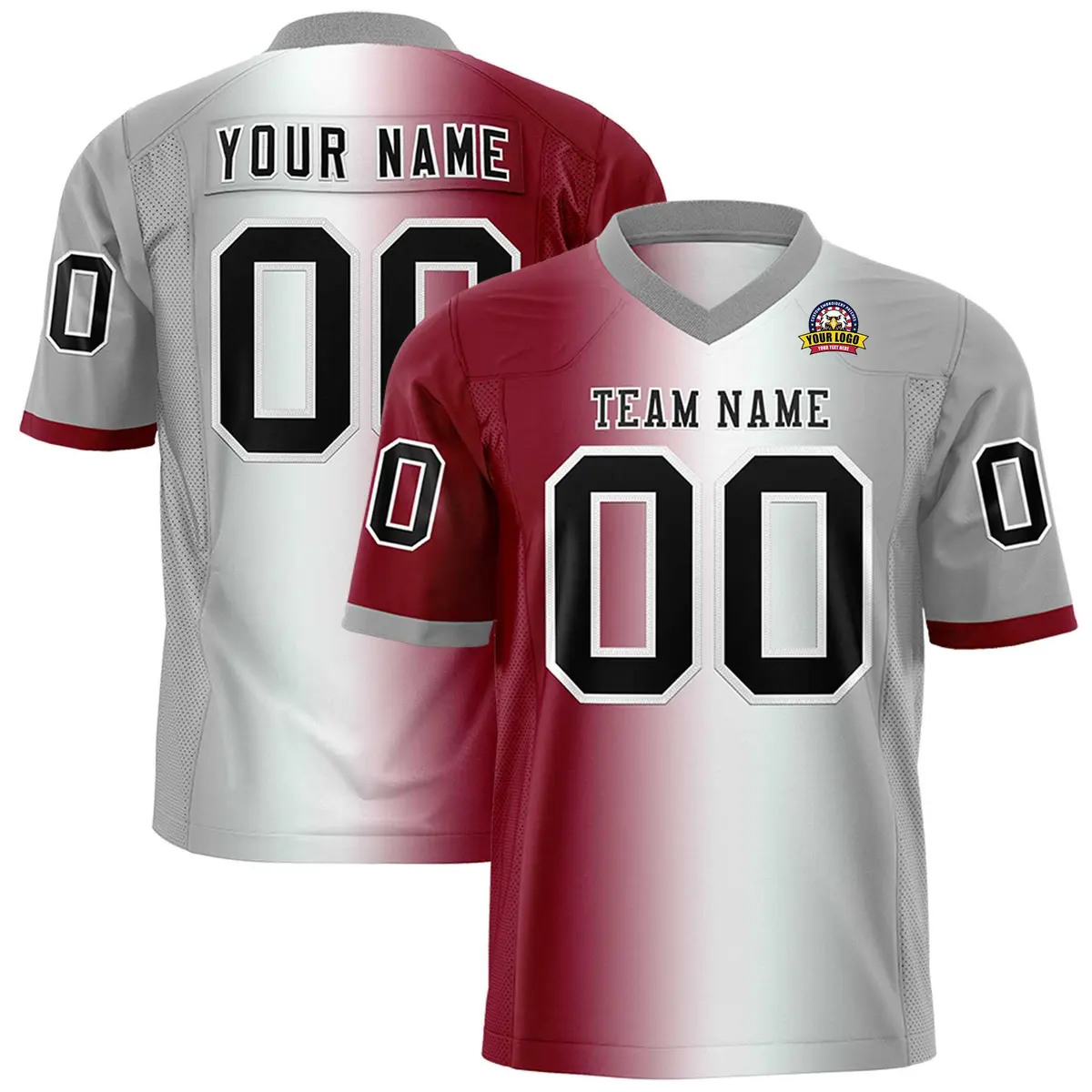 Crimson White-Gray Gradient Football Jersey