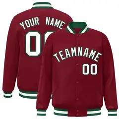 Crimson White-Green Varsity Full-Snap Letterman Jacket 1