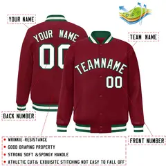 Crimson White-Green Varsity Full-Snap Letterman Jacket 2