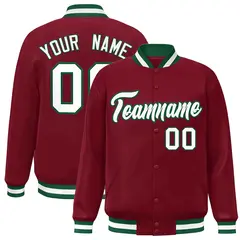 Crimson White-Green Varsity Full-Snap Letterman Jacket