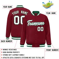 Crimson White-Green Varsity Full-Snap Letterman Jacket 2