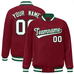 Crimson White-Green Varsity Full-Snap Letterman Jacket 1