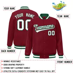 Crimson White-Green Varsity Full-Snap Letterman Jacket 2