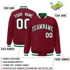 Crimson White-Green Varsity Full-Snap Letterman Jacket 2