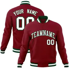 Crimson White-Green Varsity Full-Snap Letterman Jacket 1