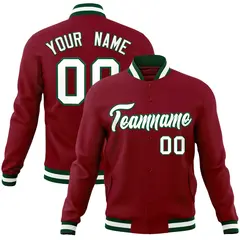 Crimson White-Green Varsity Full-Snap Letterman Jacket 1