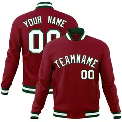 Crimson White-Green Varsity Full-Snap Letterman Jacket 1