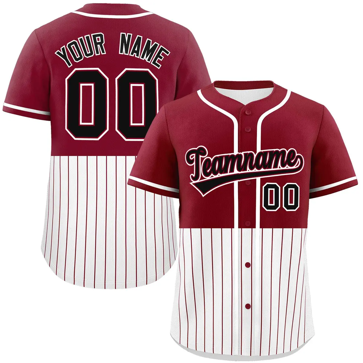 Crimson White Half Stripe Authentic Baseball Jersey