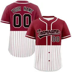 Crimson White Half Stripe Authentic Baseball Jersey