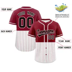 Crimson White Half Stripe Authentic Baseball Jersey 2