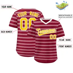 Crimson White Horizontal Stripe Pullover Baseball Jersey 2