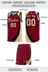 Crimson White-Khaki Color Block Basketball Jersey 2