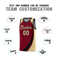 Crimson White-Khaki Color Block Basketball Jersey 3