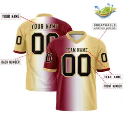 Crimson White-Khaki Gradient Football Jersey 2