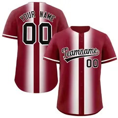 Crimson White Lapel Gradient Fashion Baseball Jersey 1