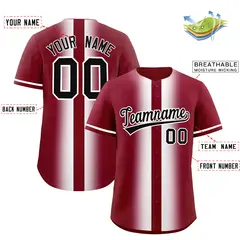 Crimson White Lapel Gradient Fashion Baseball Jersey 2