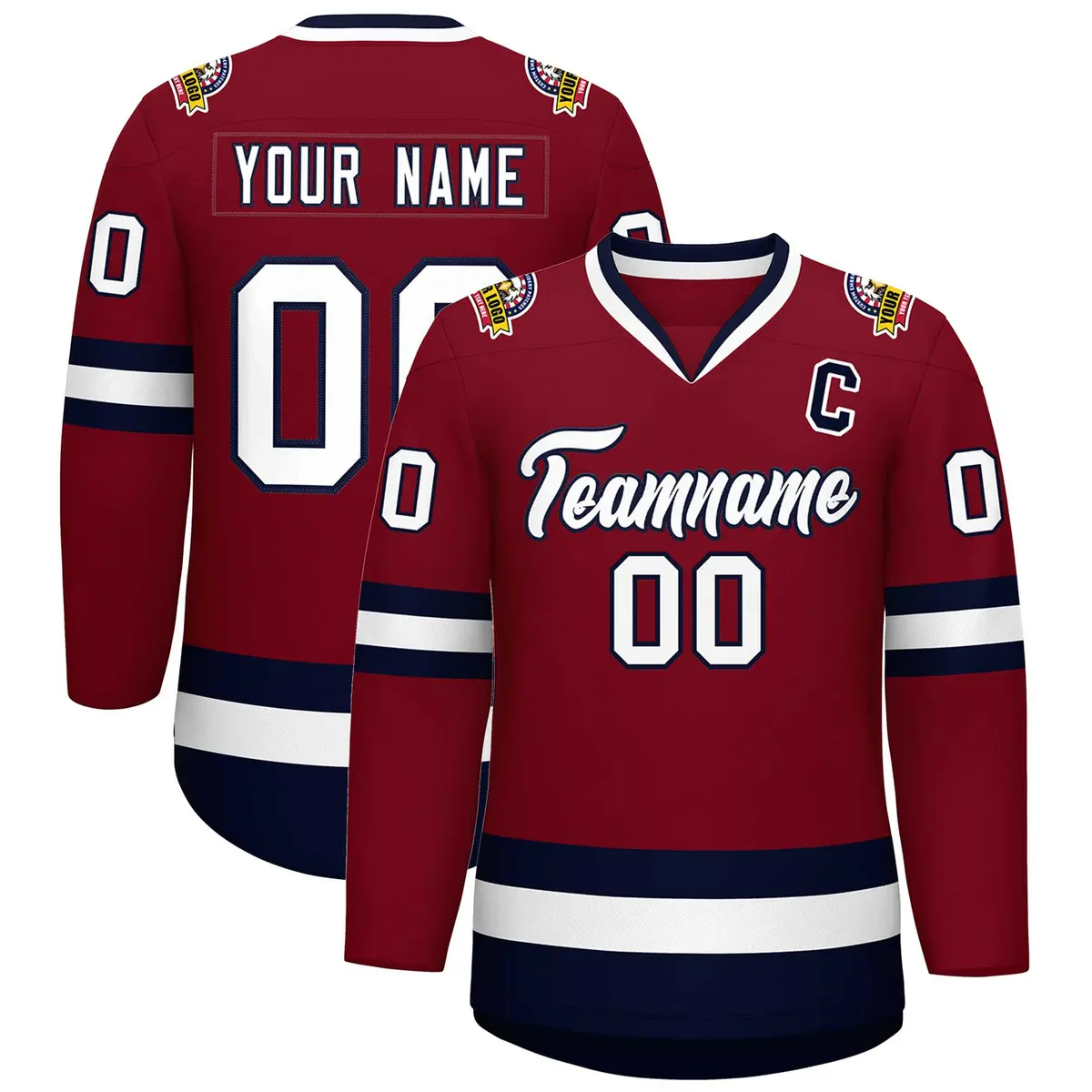 Crimson White-Navy Classic Hockey Jersey