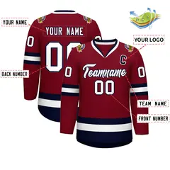 Crimson White-Navy Classic Hockey Jersey 2