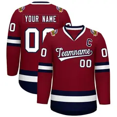 Crimson White-Navy Classic Hockey Jersey