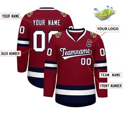 Crimson White-Navy Classic Hockey Jersey 2