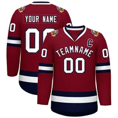Crimson White-Navy Classic Hockey Jersey 1